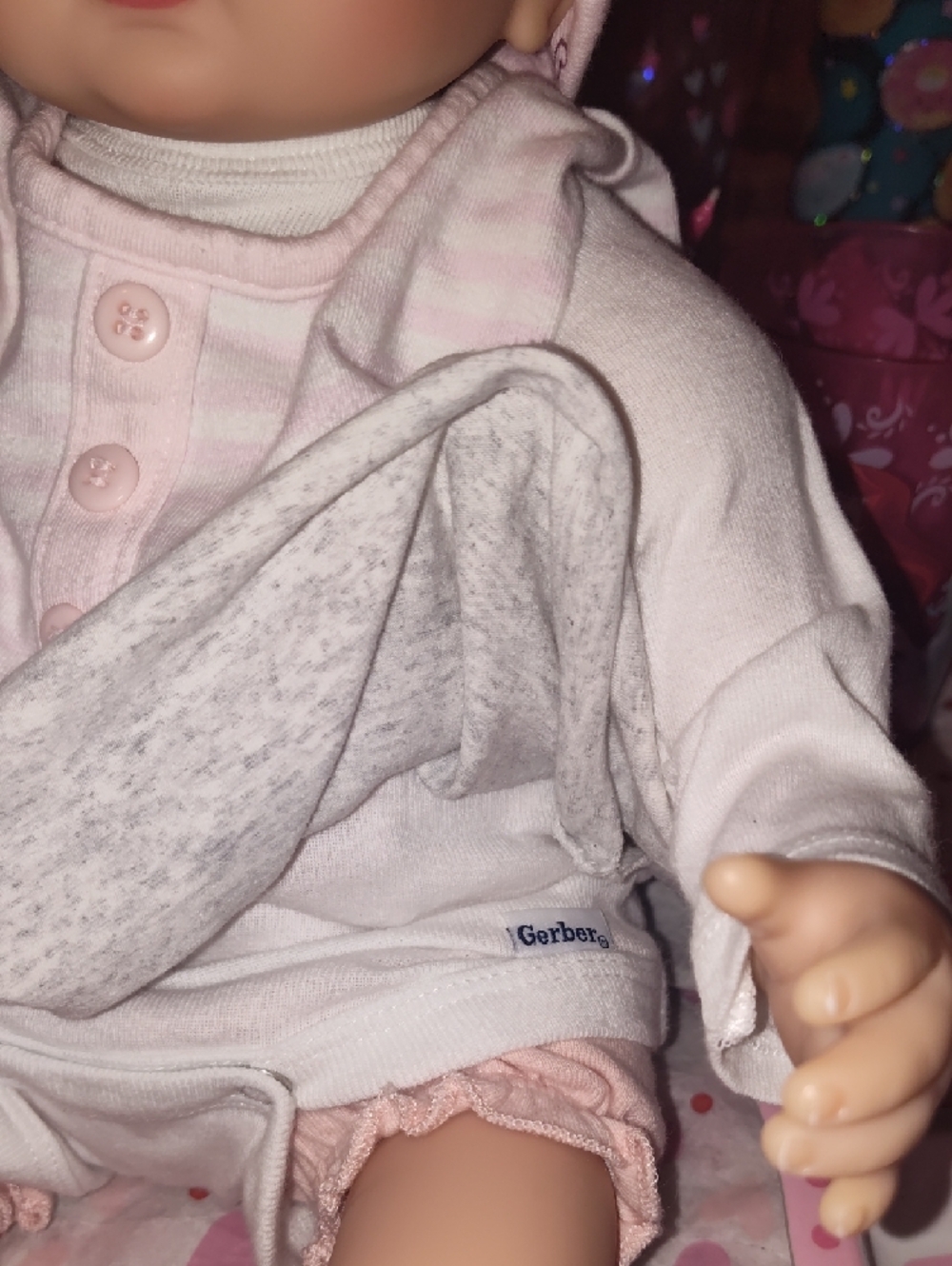 Reborn Pink and Cream Baby Doll with Heart-Print Hat - Picture 6 of 16